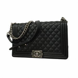 Chanel Shoulder Bag Boy Chain Caviar Skin Black Women's